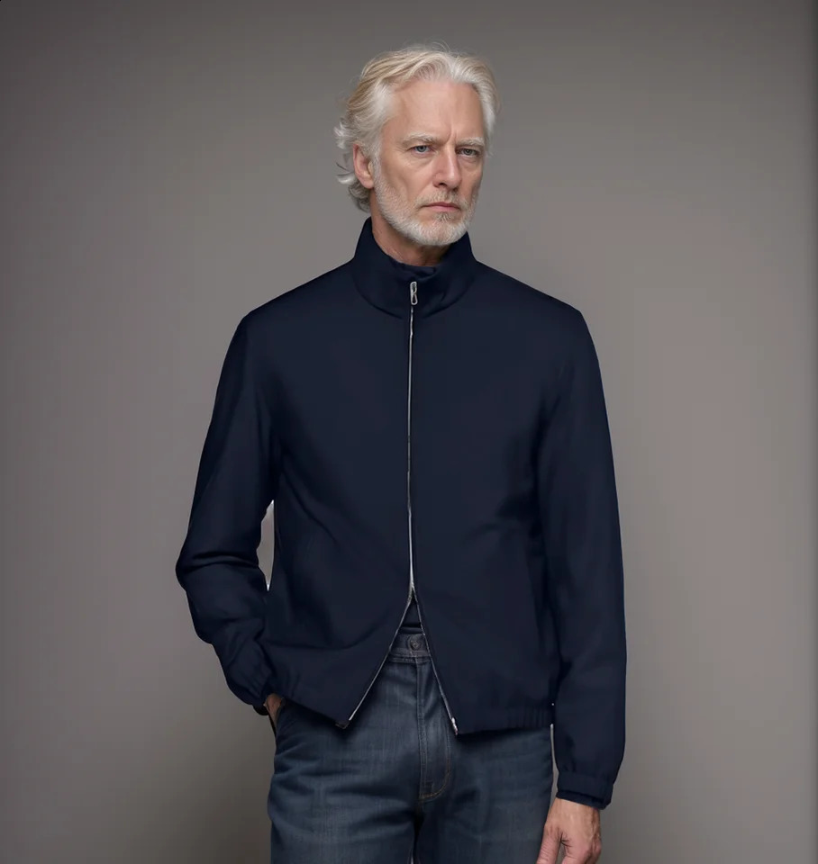 Mens Spring and Autumn Zip Jacket Solid Color Lapel Casual Commuting 240906