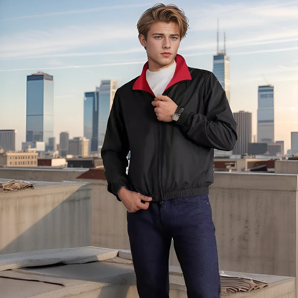 Spring and Autumn Mens Reversible Jacket Doubleended Zipper Fashionable Thin Sun Protection Clothing 240906