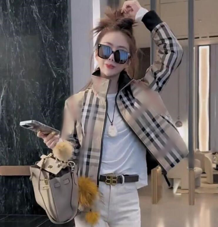 designer jacket women jackets long sleeve Thin cotton plaid womens coat for autumn