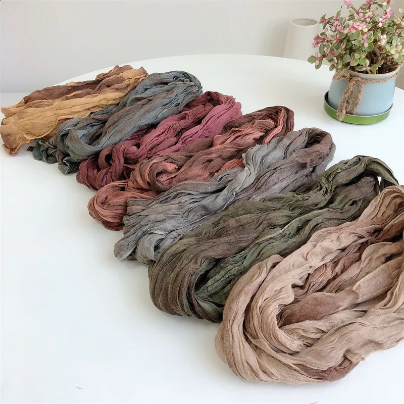Tie dye 100% pure cotton scarf womens fashionable solid color plain weave Kerchief scarf shawl bag Bufandas 240905