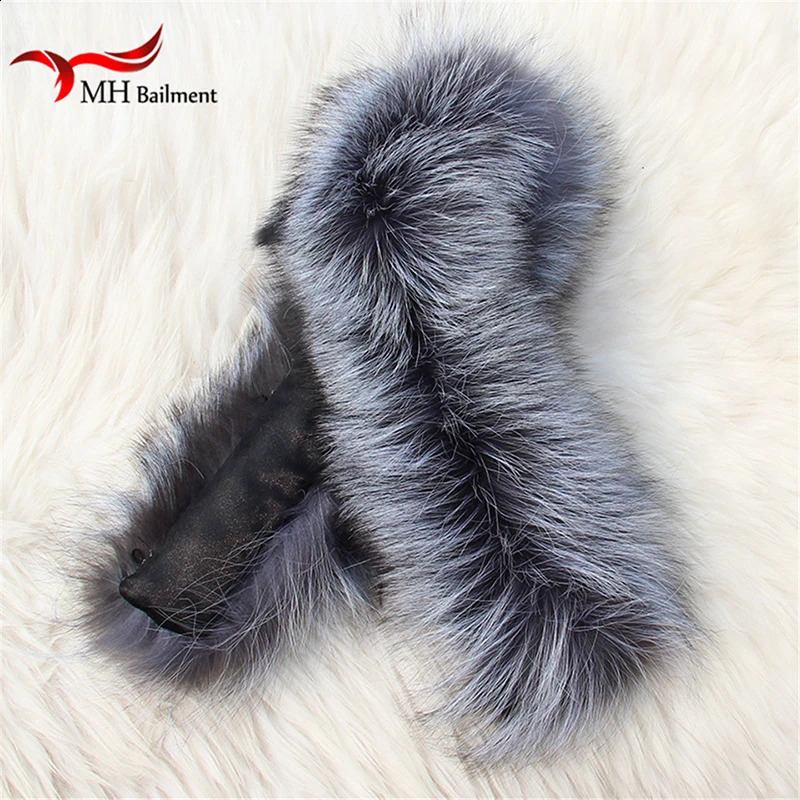 Silver Fox Winter Womens True Fox Fur Scarf Fox Fur Hat Fur Collar Scarf 80cm Collar Soft Fur Collar Warmer L#45 240906