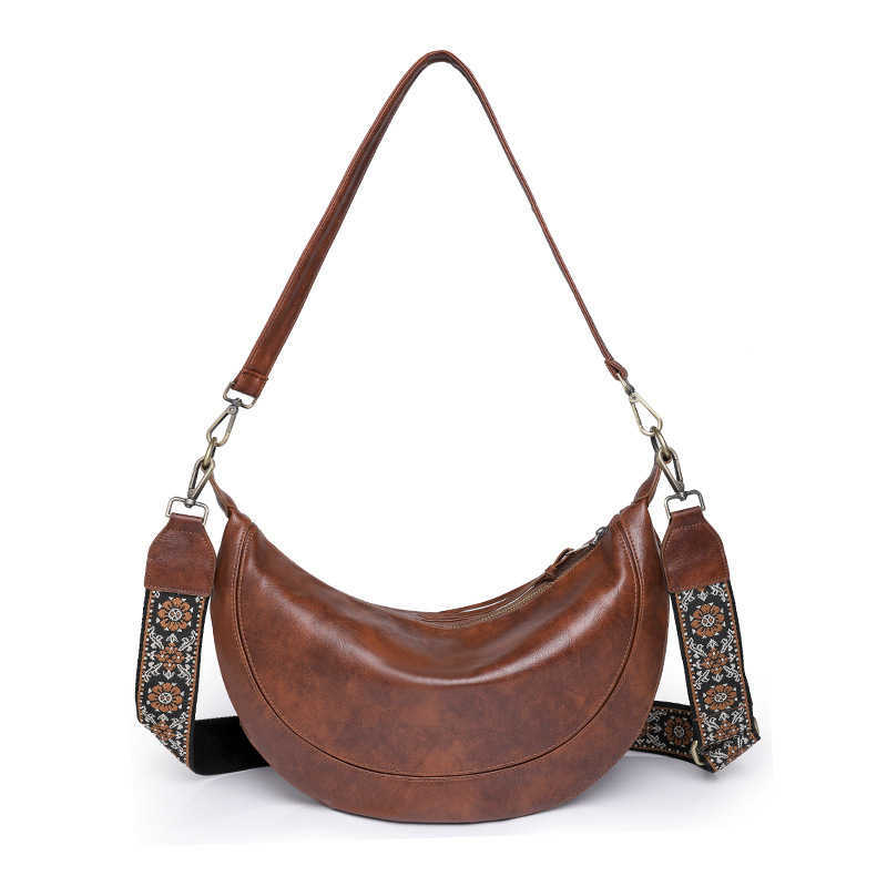 crossbody bag, large capacity female crescent bag, light vintage ladies bag, shoulder bag 240915