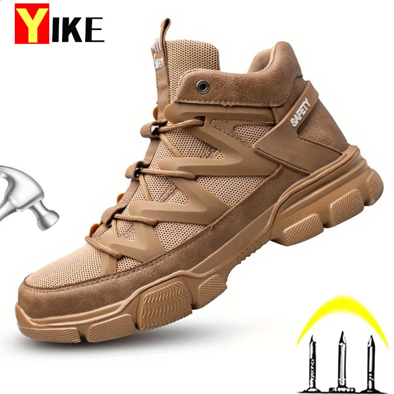 Mentes anti-smash avec chaussures d'orteil en acier mascules de travail des bottes anti-stab baskets de sécurité mal 5e49