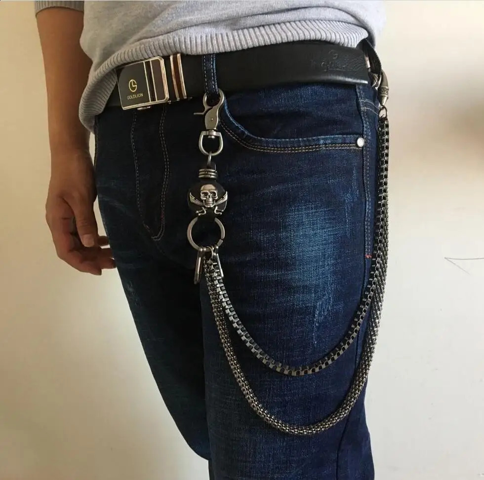 Fashionable punk hip-hop fashion belt chain multi-layer mens wallet chain pants chain mens jeans black metal pants chain 240905
