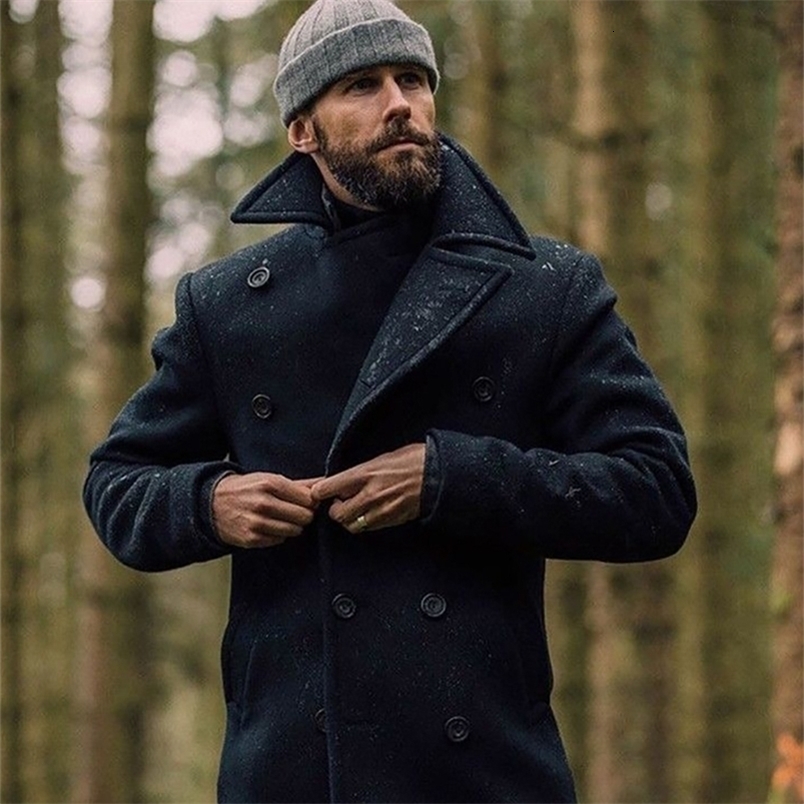2024 European and American coat highquality version mens British midlength autumn winter longsleeved woolen y240906