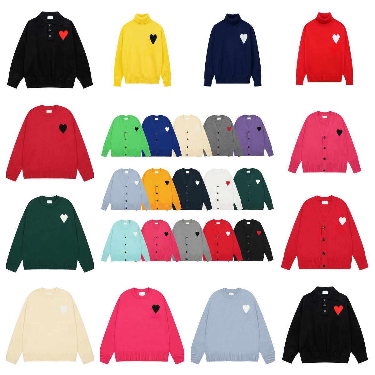 24ss Designer Sweater Womens Autumn/Winter Pullover Sweaters Heart Embroidered Jacquard Paris Fashion Loose Mens women Casual Knitwear AM Luxury
