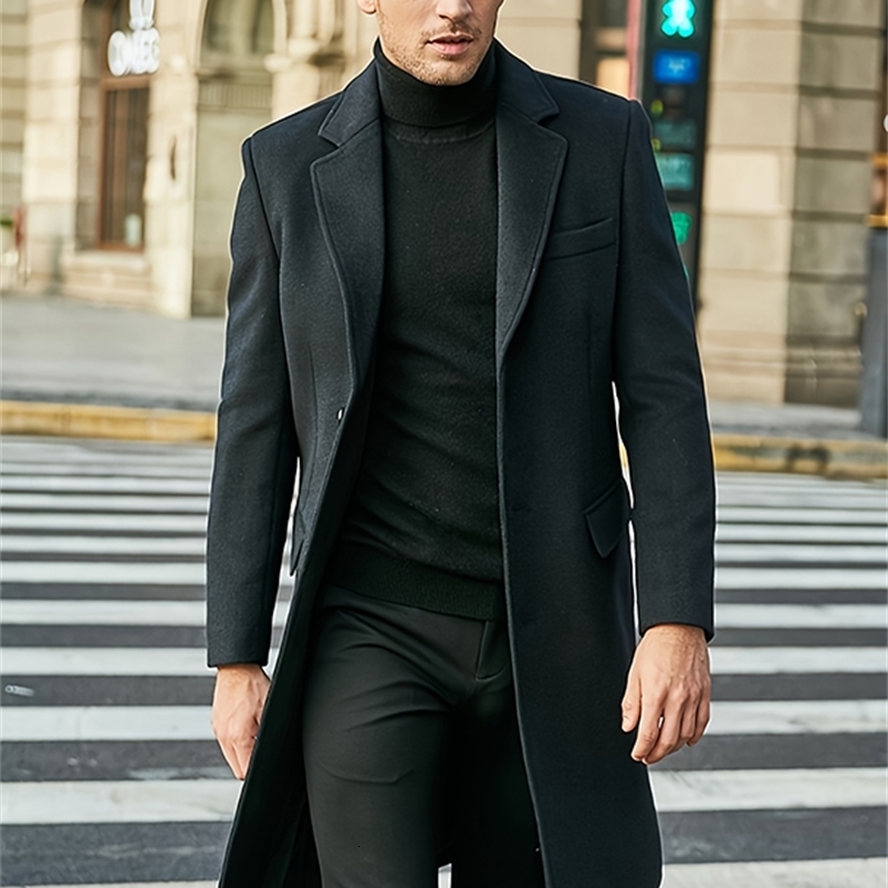 Highquality mens Britishstyle longsleeved woolen coats autumn and winter Korean style trendy tops y240906