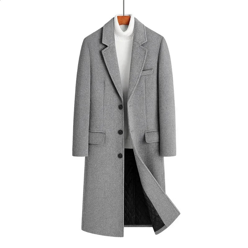 Teneur en laine 51% en laine manteau masque hiver coréen version laine mode masse décontractée manteau long top mens.