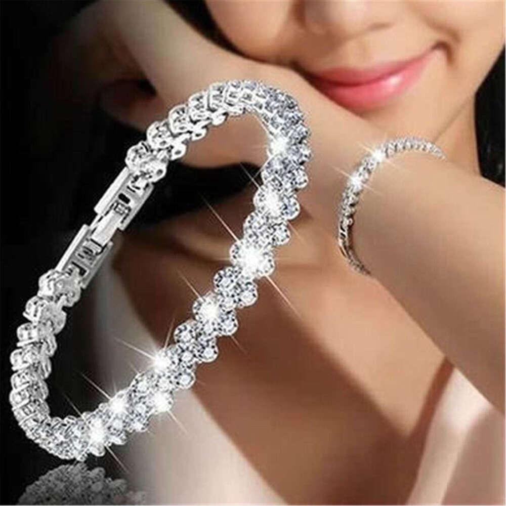 Bijoux de créateur, cadeau de fête de mariage, accessoires populaires, bracelet romain simple et naturel en cristal de diamant pour femmes, produ