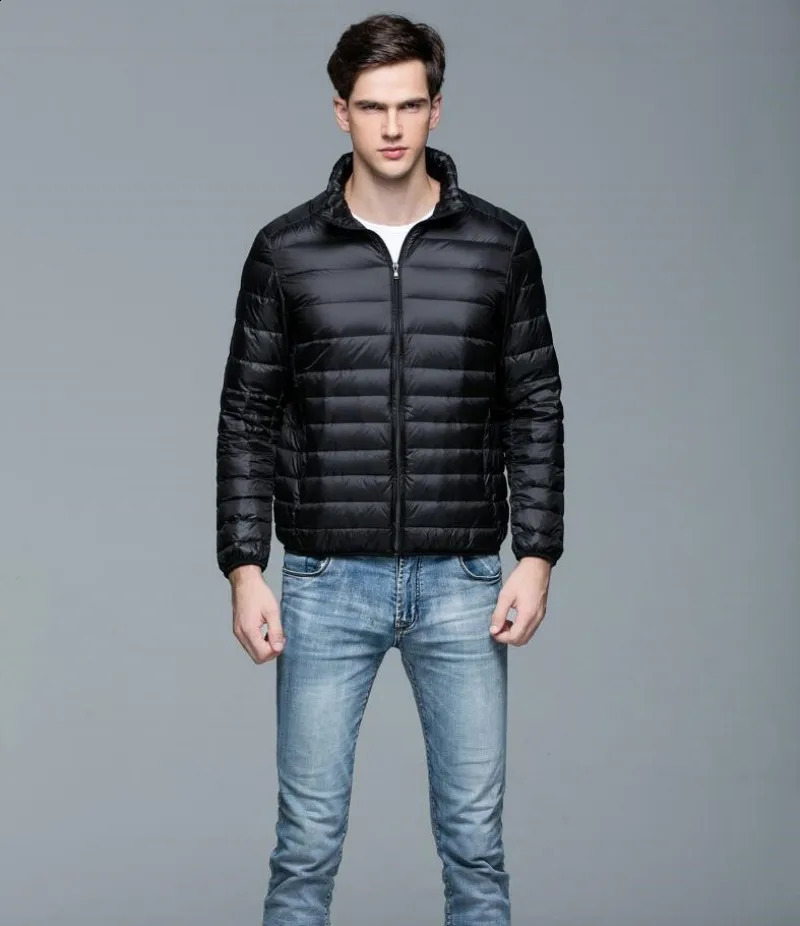 Autumn Winter Man Duck Down Jacket Ultra Light Thin S-3XL Spring Jackets Men Stand Collar Outerwear Coat 240903