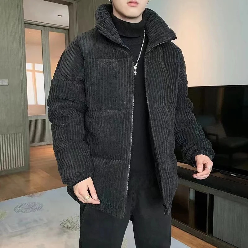 Bomber Corduroy Winter Coat Men Fashion Military Puffer Jacket Long Ladies Overtheknee Cotton Padded Keep Warm Baseball 240907