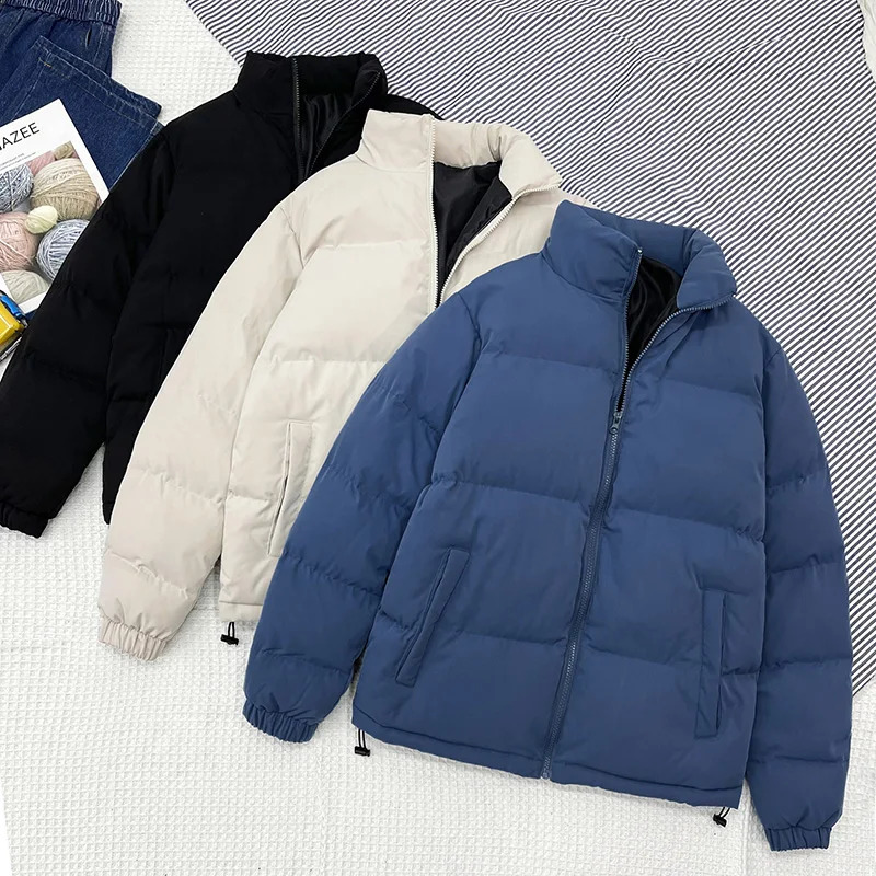 Winter Jacket Mens Parkas Thicken Warm Coat Man Stand Collar Jackets Solid Color Parka Men Women Fashion Streetwear 5XL 240907
