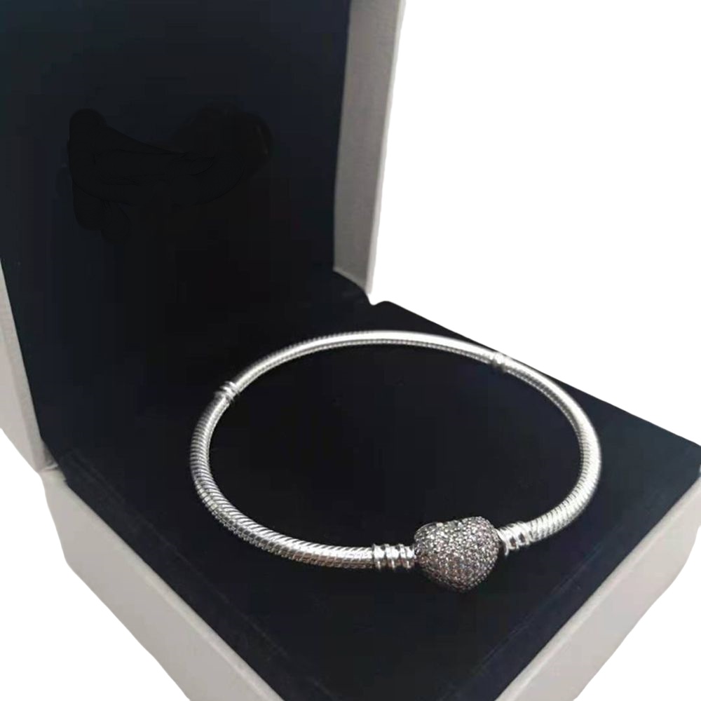 S925 Sterling Silver Snake Chain Charms heart Bracelets For Women Beads Designer jewelry Lady Engagement Wedding diamond bracelet Party Gift with-image-705635219