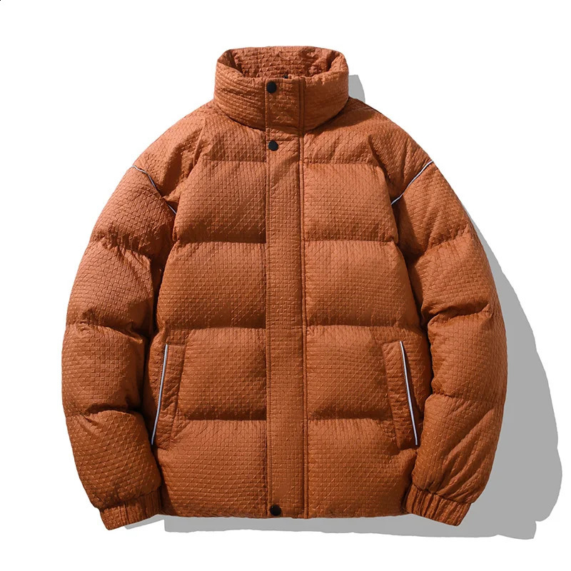 Winter Reflective Strip CottonPadded Clothes Men Puffer Jacket Bubble Coat Fashion Korean Street Outerwear Parka Tops Male 4XL 240907