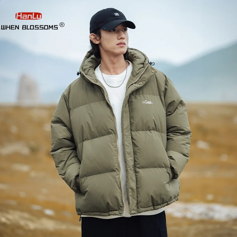 Men Winter Jacket Thicken Warm Coat Mens Parka Embroidery Solid Color Casual Oversize Women Fashion Black Hooded 240907