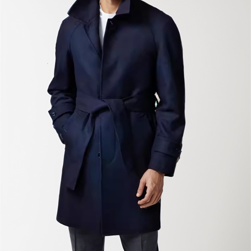 2024 Mens Autumn and Winter Raglan Sleeve Woolen Coat Fashion Lapel MidLength Casual y240906