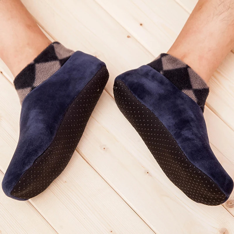 Indoor anti slip socks mens and womens knitted slippers warm wool comfortable fuzzy socks winter indoor bedroom slippers 240907