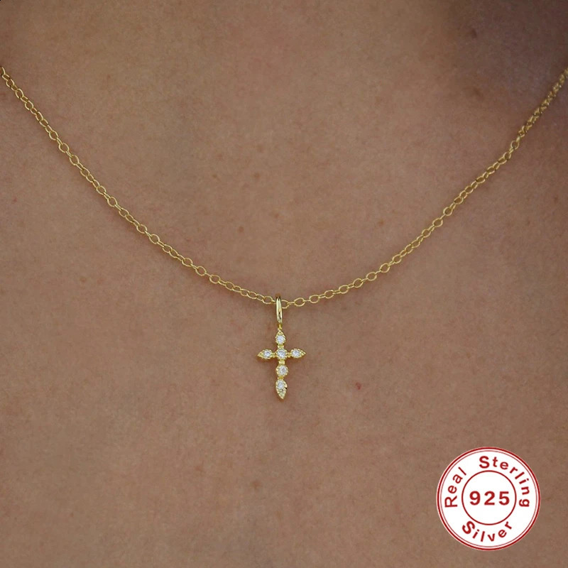 Aide 925 sterling silver necklace charming womens crystal cross Kravik necklace simple necklace accessories gifts 240906