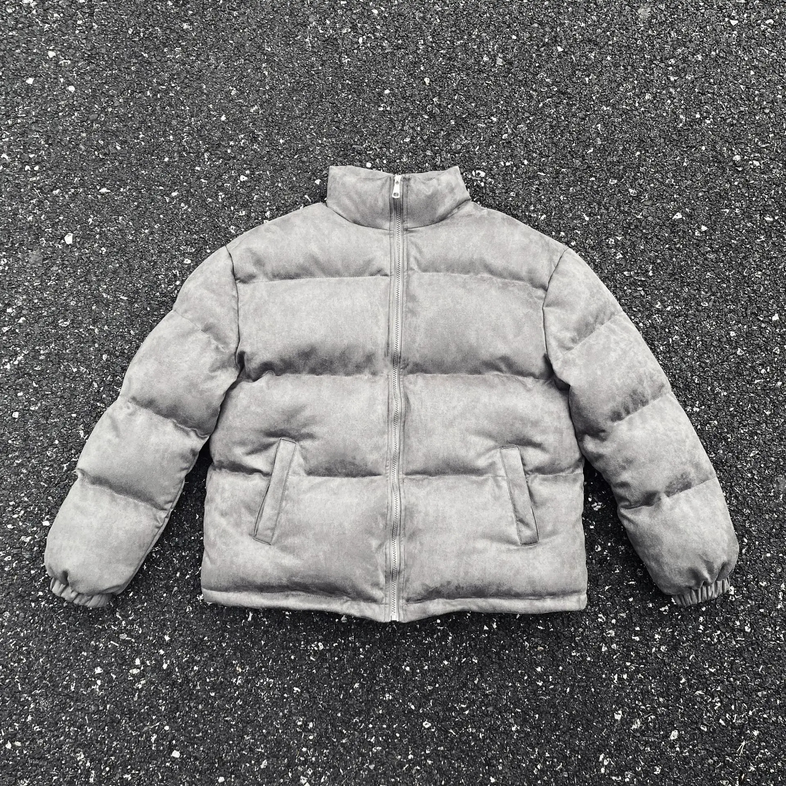 Men Novelty Grey Suede Puffers Coats Jackets / Down Coats Vest Cotton Thicken Warm Winter US Size S-XL #677 240903