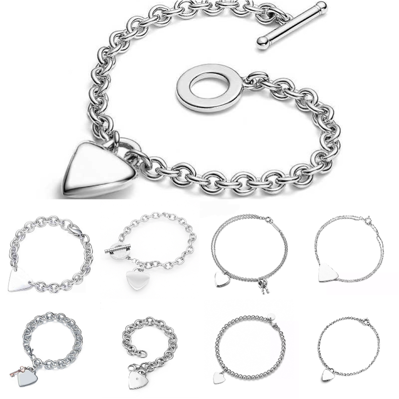 925 silver bracelet jewelry woman designer bracelet women double heart bracelet cross arrow bracelet heart tag bangle silver jewlery heart bracel-image-989831988