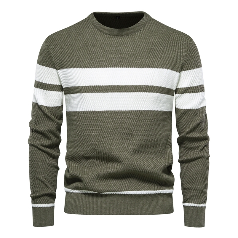 Autumn Pullover Mens Sweater Oneck Patchwork Long Sleeve Warm Slim Sweaters Men Casual Fashion Clothing y240906