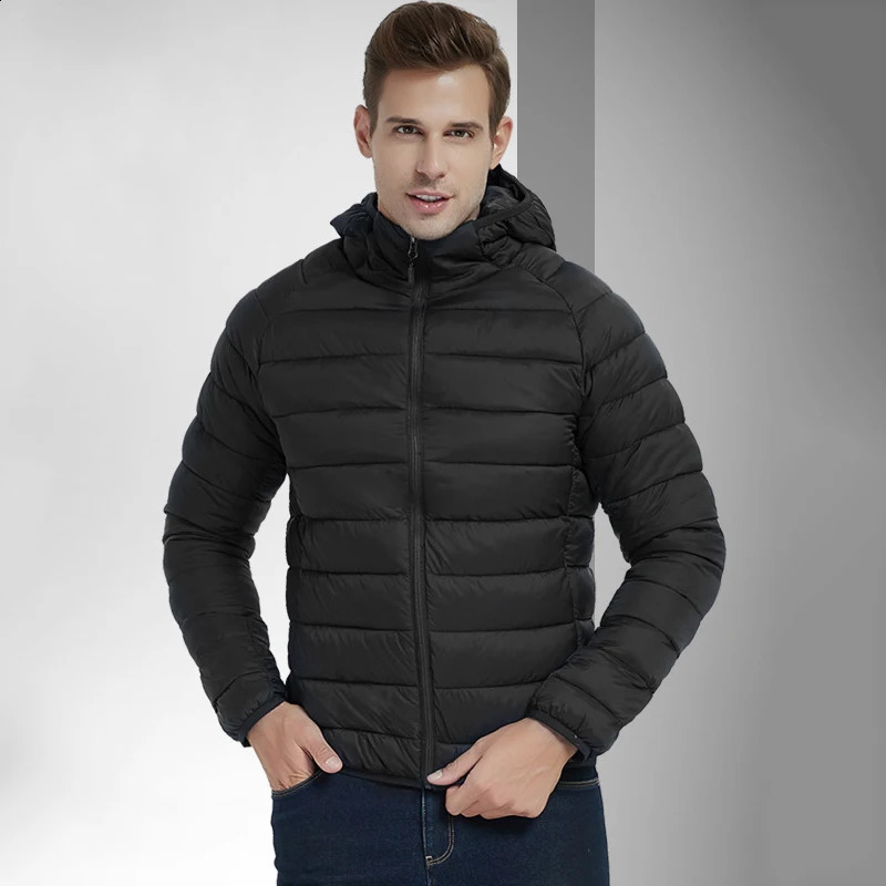 Parka Coat Men Warm Jacket Casual Autumn Winter Thin Hooded Cotton Padded Jacket Waterproof Outdoor Travel Climbing Outwear 240903