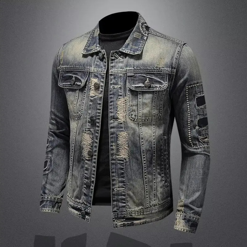 Autumn and Winter Mens Jackets Spring Trends Plankton Denim Cargo Loose Casual 240902
