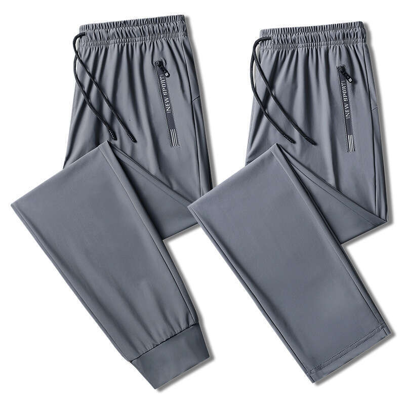 Bestseller Summer Thin Ice Silk For Men's Loose Oversized Elastic Sports Casual Pants, Comfortable And Breathable Straight Leg Quick Drying