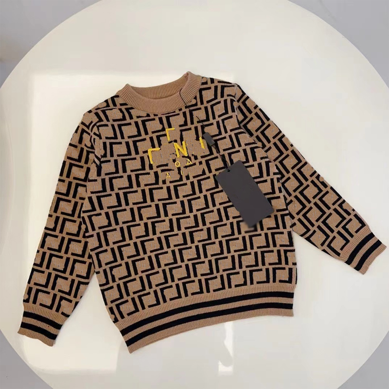 designer Kids fashion Cardigan sweater plaid knit Cotton Pullover children printed sweaters Jumper wool blends boys girls clothing-image-1017932444