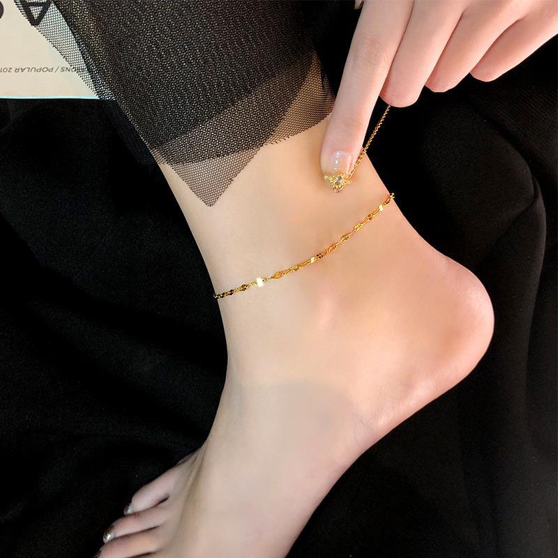 Fashion New Anklets For Women 18k Gold Simple Temperamental Beach Anklet Female Trendy Summer Anklets
