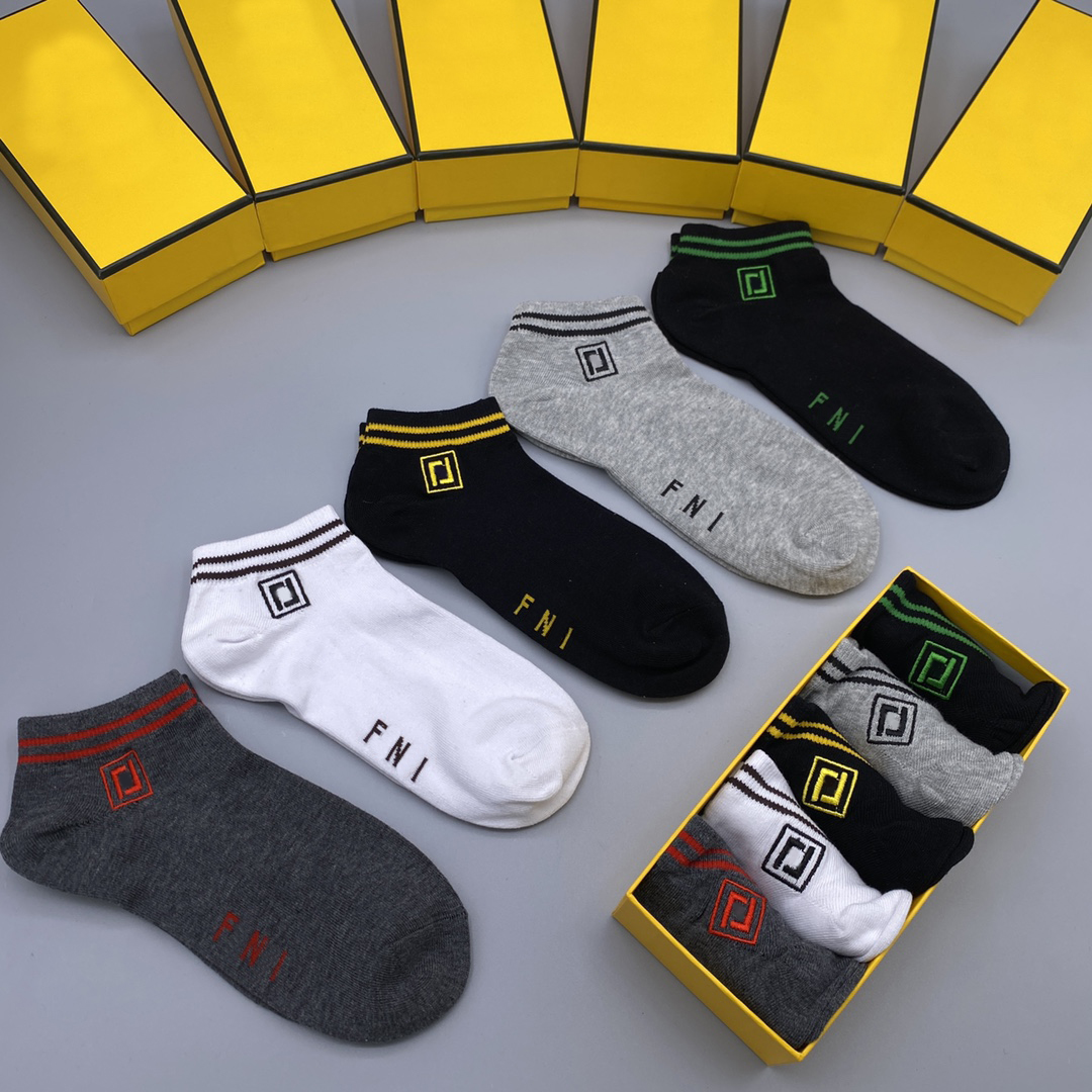 Designer Socks Five Pair Mens Womens brand Luxe Sports run Cotton Letter Printed Sock Embroidery With Box-image-1017920906
