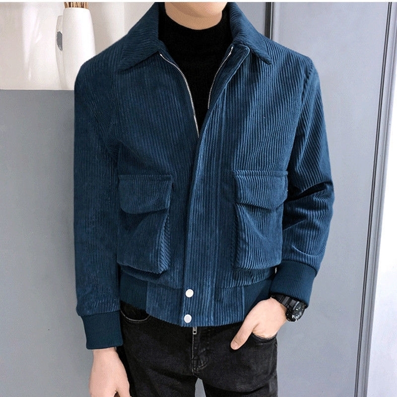 Veste en velours côtelé Mens coréen Fashion Slim Fit Spring Coat Business Men Outwear Outwear High Street 240907
