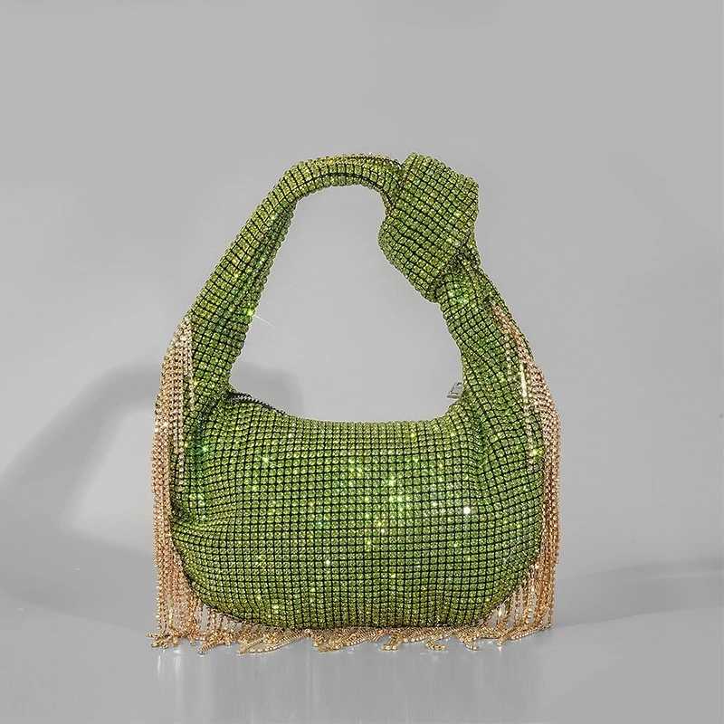 CMM Fashion Tassel Rhinestone Women Handbags Designer Knotted Handle Hand Bags Luxury Diamonds Evening Party Purses Lady Clucth 240909
