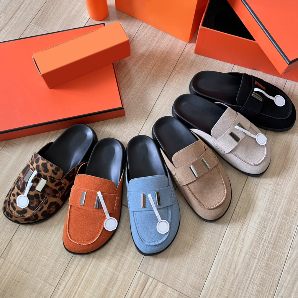 2026 New New Designer Luxury Shoe Slide Slippers Womens Go Sandal Mule Lambskin Suede Slides Scuffs Slipper Flat Pink Khaki Orange Fashion Women Sum