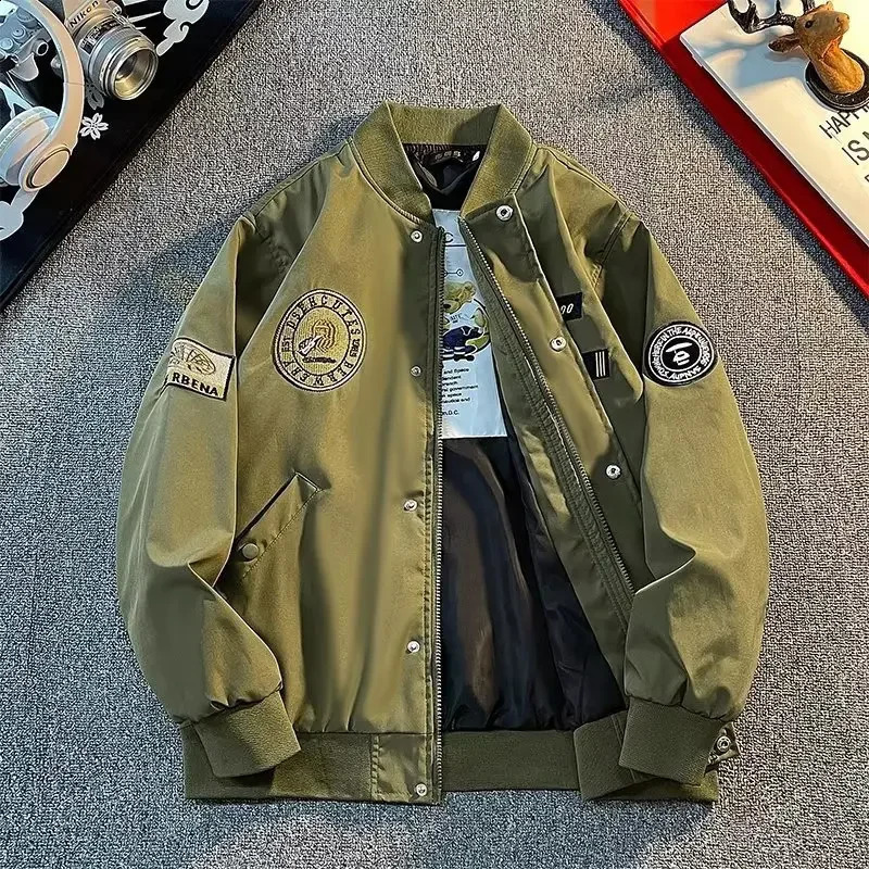 Fashionable American style retro bomber jacket womens spring and autumn double-layer thin conventional other materials 240907
