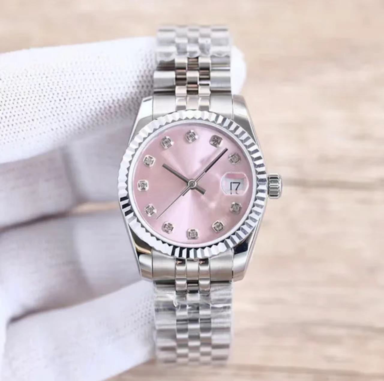 28mm Ladies Watches Fully Automatic Mechanical Watches Multiple-Color Stainless Steel Strap Diamond WristWatch Waterproof Gifts for Woman