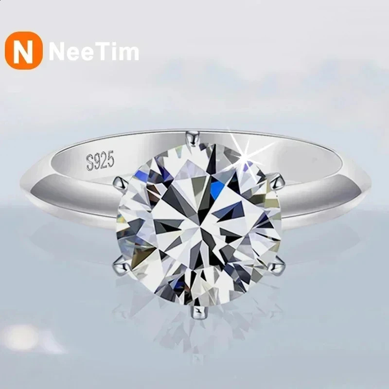 NeeTim 5-' womens ring pure silver plated with white gold D-color diamond engagement and wedding ring exquisite jewelry 240909