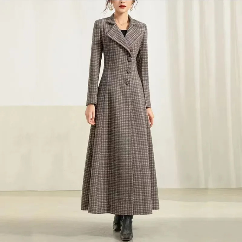 2024 autumn wool plain windproof womens coat ultra-thin high-end single chest wool jacket womens coat 240909
