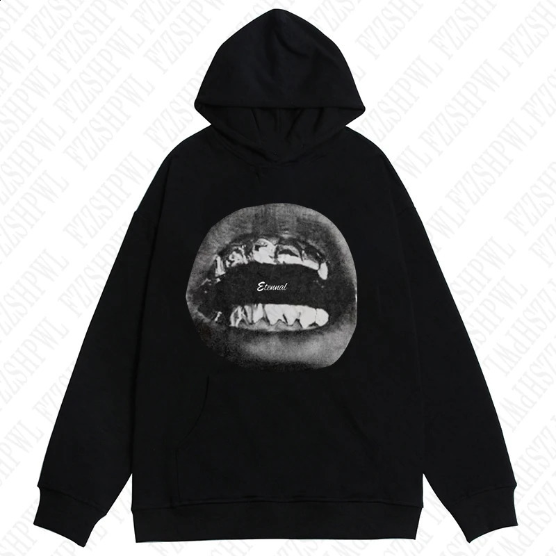 Streetwear Fashion Loose Y2K Hooded Sweatshirt Hip Hop Punk Retro Gothic Chic Long Sleeve Top Aesthetic Graphic Printing Puller 240907