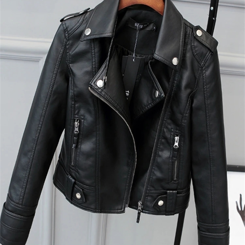 Version coréenne de la veste en cuir Pu Slim Womens 2024 Printemps automne d'hiver Motorcycle de l'hiver CHEAU Y240907