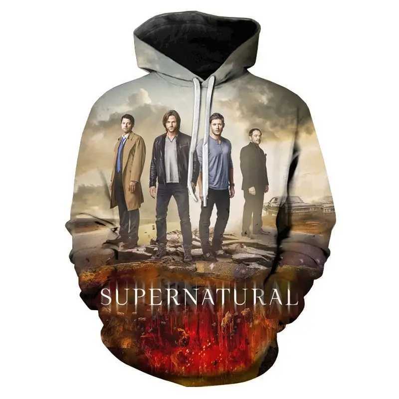 Sweats surnaturels surnaturels Sweats Sweats Print Harajuku Hoodies surdimensionnés Hommes / femmes Mode décontractée Cabinet Kids Shirtsx240909