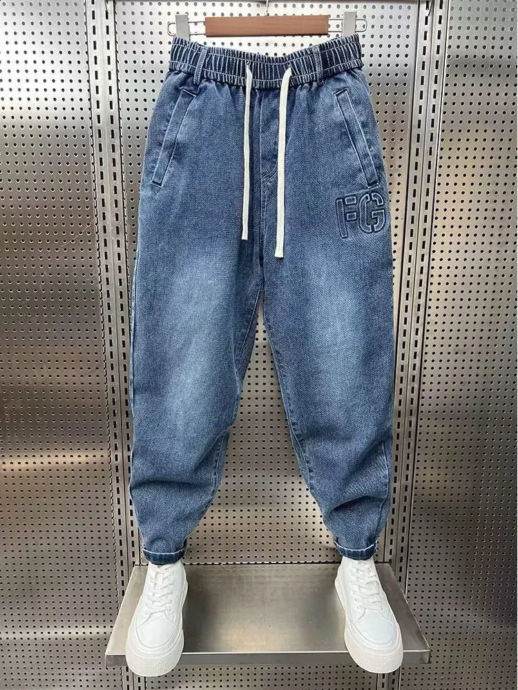Men Jeans Mens Jeans Fashion Casual Jogger Harem Denim Pants Hip Hop Elastic Waist Plus Size Male Trousers Winter Denim trousers Pants