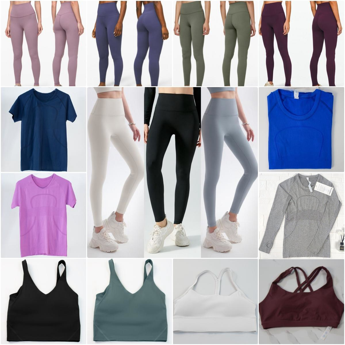 Women Yoga Designer Leggings Long Pants for Woman Tshirts Fashion Bra Top Fitness Tee Outfit High Waist Sport Workout Seamless Gym Trousers Runni-image-814878844
