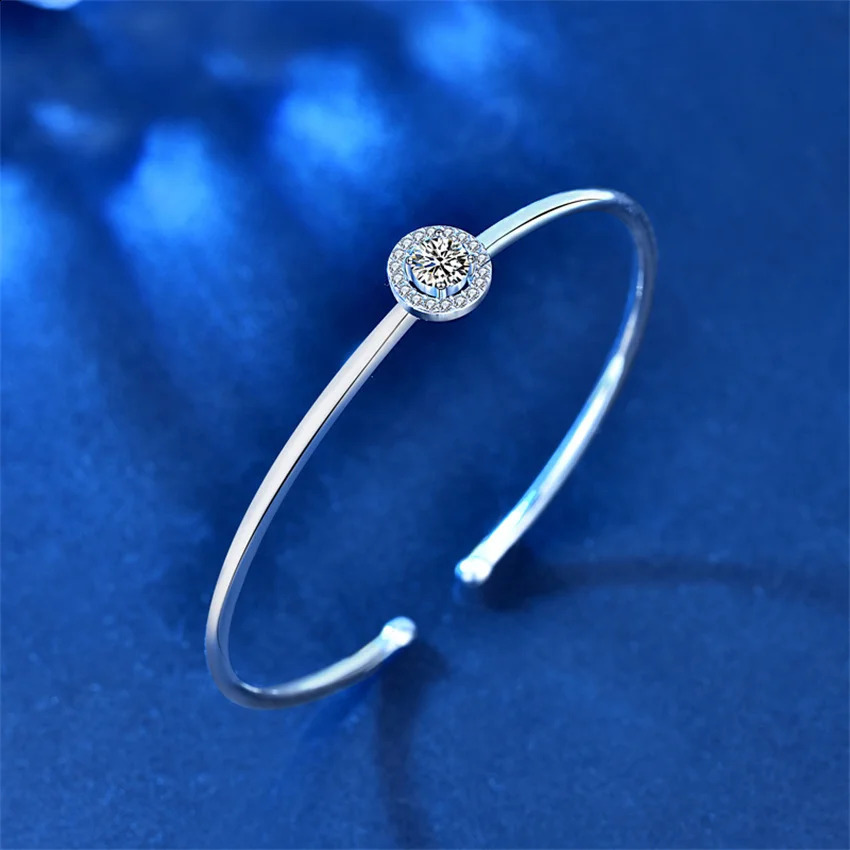 Tone 100% S925 sterling silver made genuine diamond bracelet for women fashionable simple high jewelry party gift 240909