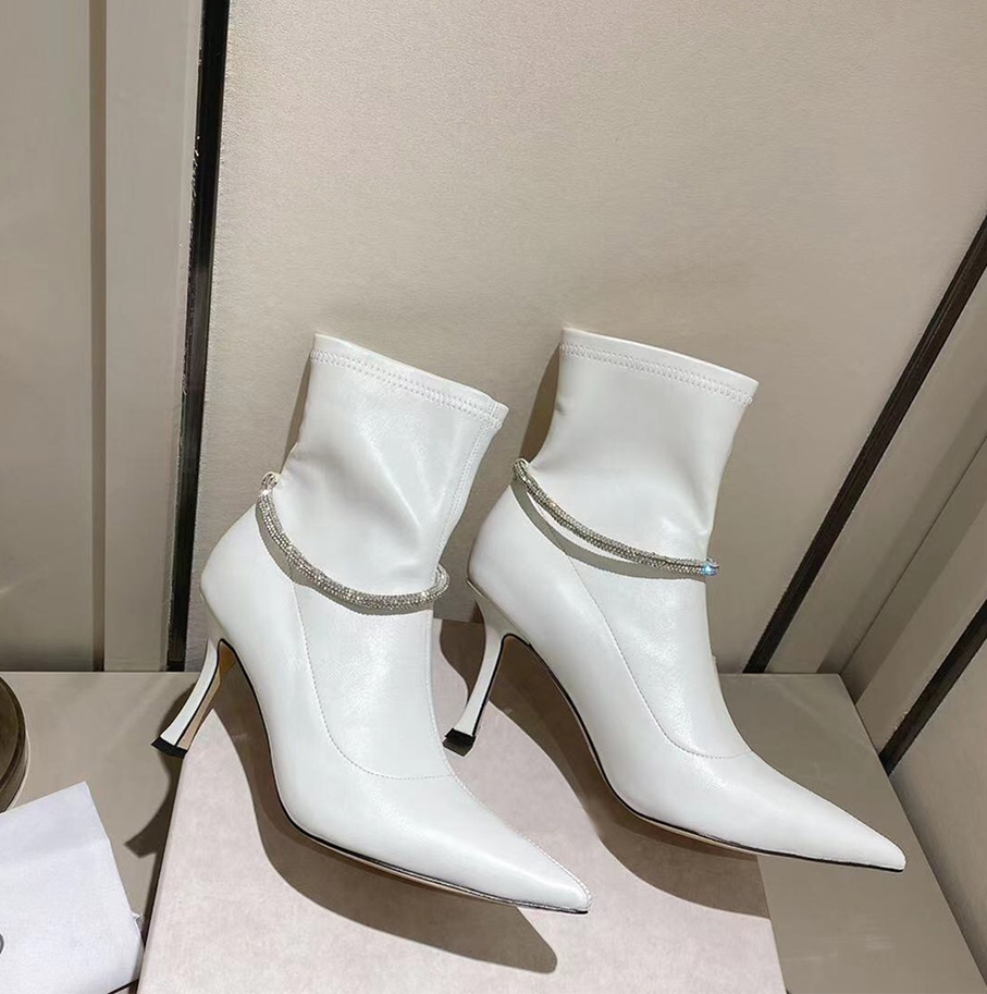 Luxurious party patent leather pointed toe women's ankle boots designer slim high heels slim fit short boots versatile outdoor autumn and winte