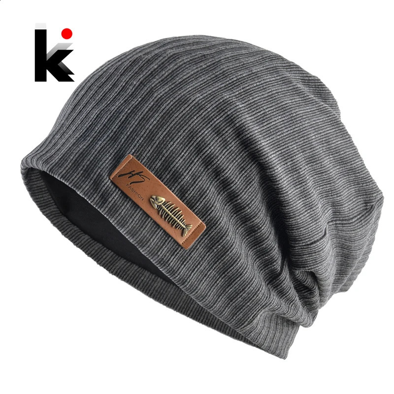 Fashion Beanies Mens Solid Knitted Hat with Fishbone Solid Color Hat Spring and Autumn Casual Hip Hop Turbo Hat 240910