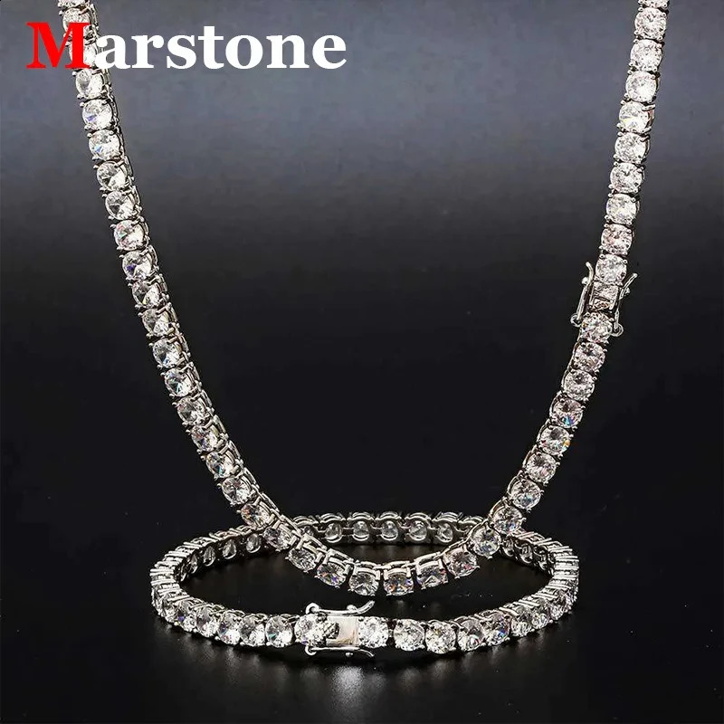 3-6.5MM D Colored Silica Tennis Hip Hop Bracelet Necklace Original S925 Pure Silver Platinum Bracelet 240910