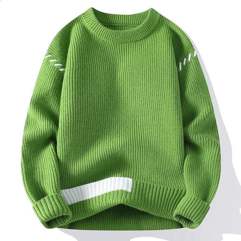 fashion young and energetic mens turtle neck sweater autumn loose and casual knitting mens warm patch work knitting 240910