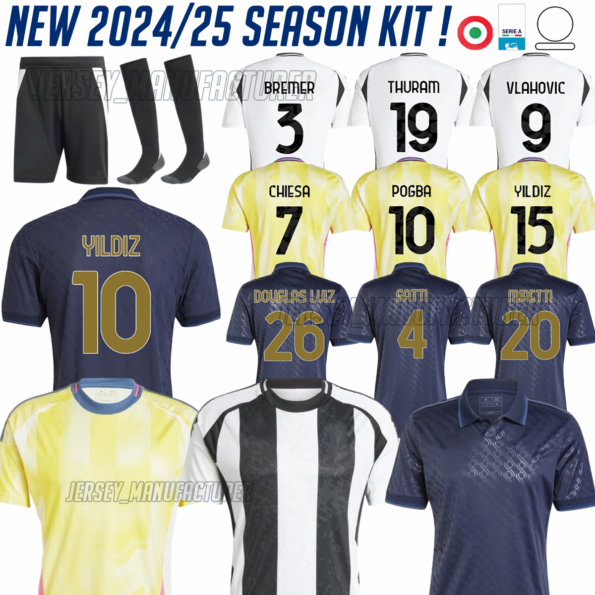 24/25 Maglia Juve Kit YILDIZ VLAHOVIC Soccer Jerseys BREMER Douglas Luiz Thuram Kalulu Gatti Cambiaso Danilo fans player jersey 2024 football shi-image-944854534