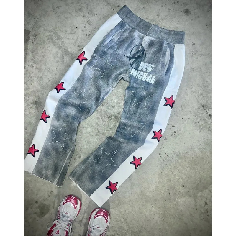 Imprimé latéral de la mode Cousselle à la mode à la mode pantalon droit pour femmes Y2K Hip-Hop Street Casual Couple Pull 240911